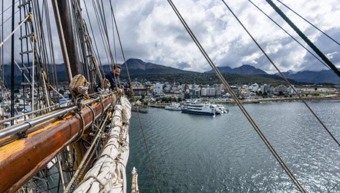 Bark EUROPA moored in the port of Ushuaia