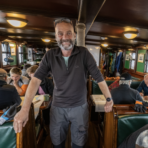 Moritz in the deckhouse