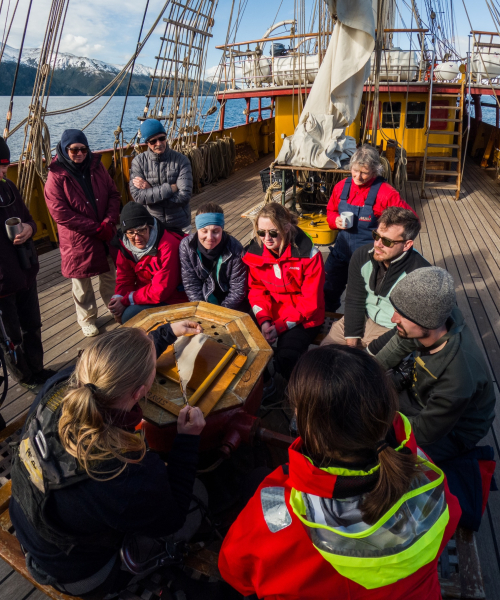 Sail training on board in Chilean Channels