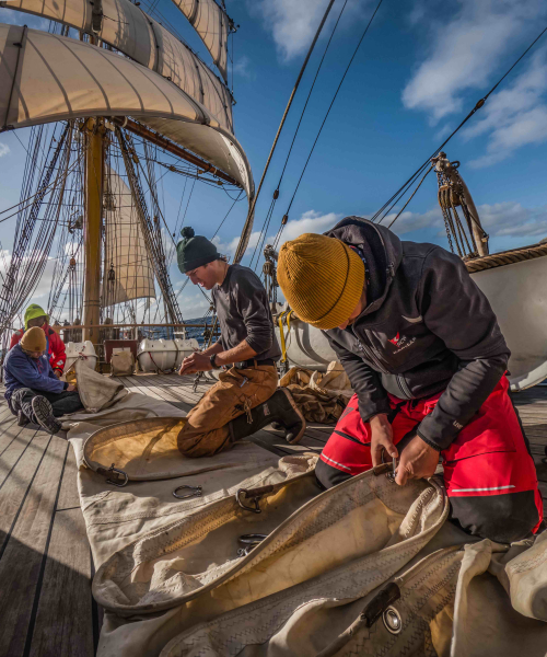 Sail maintenance during Cape Horn Rounding