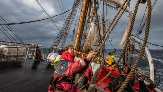 Sail handling on board EUROPA