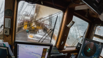Wheelhouse on board Bark EUROPA