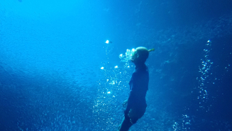 Swimming during one of the ocean voyages