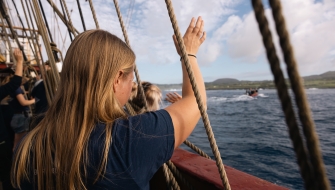 Bark EUROPA sailing from Easter Island Rapa Nui to Tahiti by Fraser Edward