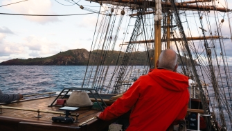 Bark EUROPA sailing Pacific Pitcairn Island by Fraser Edwards