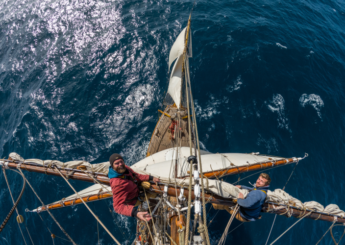 Up in the rigging