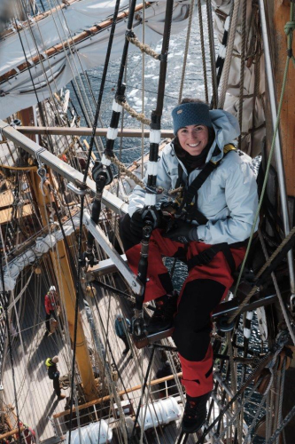 Enjoying the view from up the mast