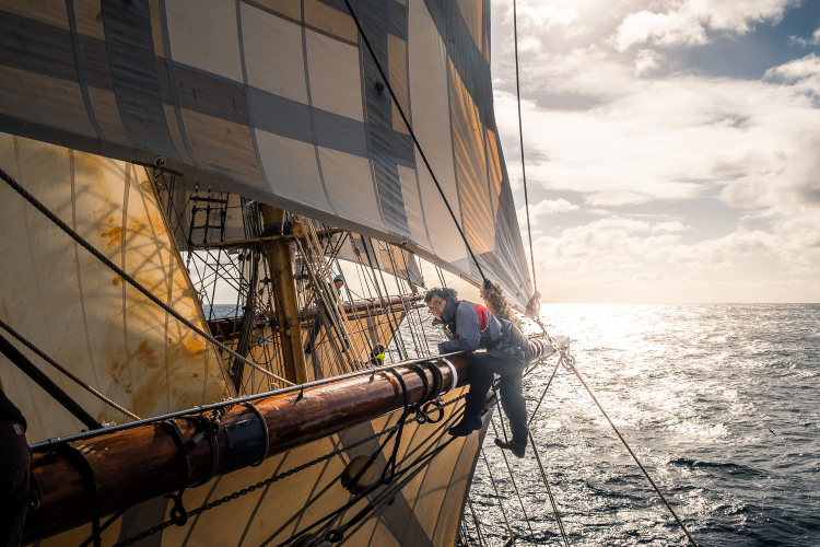 climbing the rigging