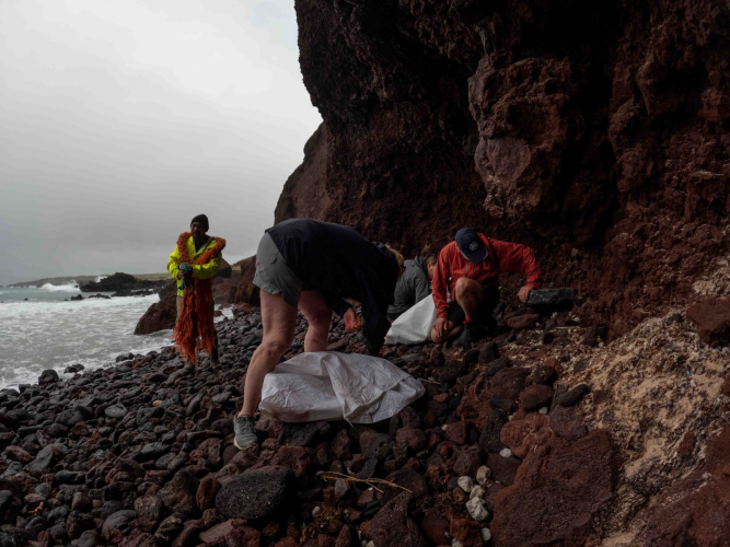 Bark EUROPA Cleanup Rapa Nui Easter Island together with the Ocean Cleanup by Marretje Adriaanse