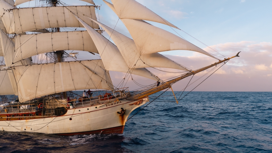 Bark EUROPA sailing from Rapa Nui to Pitcairn & Tahiti by Fraser Edwards
