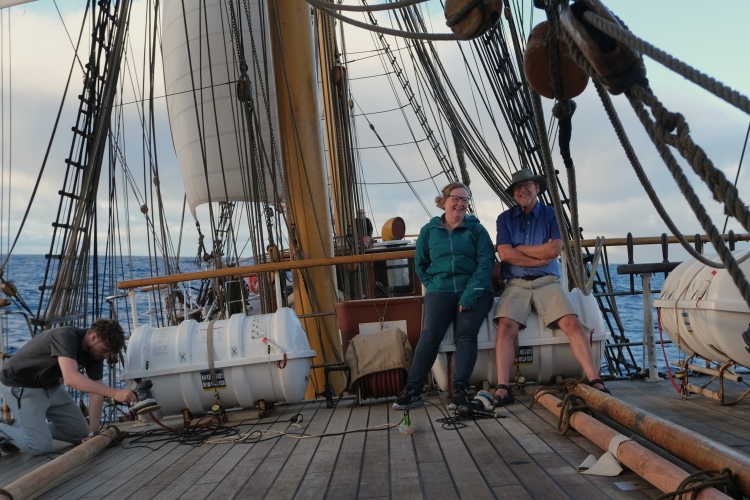Bark EUROPA sailing from Galapagos to Rapa Nui Easter Island by Abi Smyth