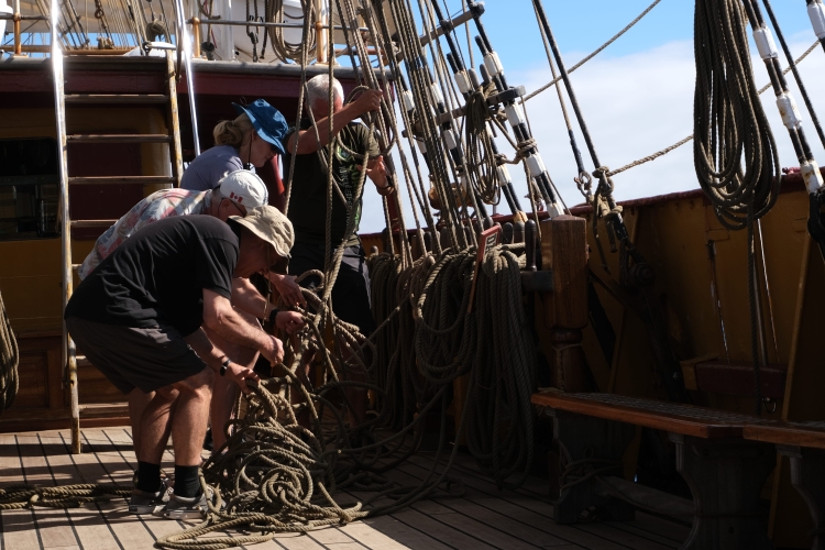 Pinrail chase Bark EUROPA sailing from Galapagos to Easter Island Pacific 2026