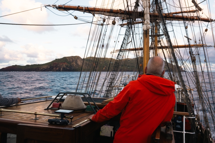 Bark EUROPA sailing Pacific Pitcairn Island by Fraser Edwards