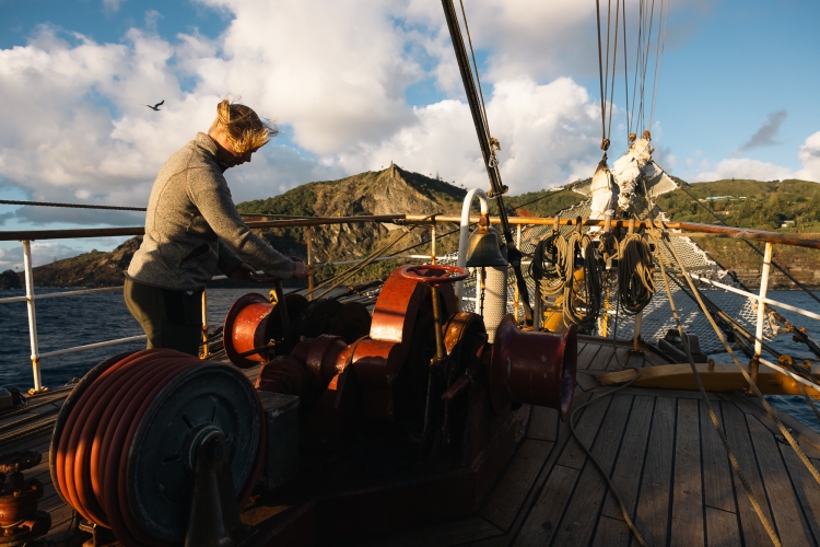 Bark EUROPA sailing Pacific Pitcairn Island by Fraser Edwards