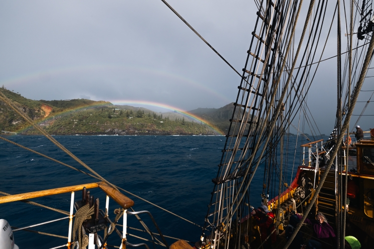 Bark EUROPA sailing Pacific Pitcairn Island by Fraser Edwards