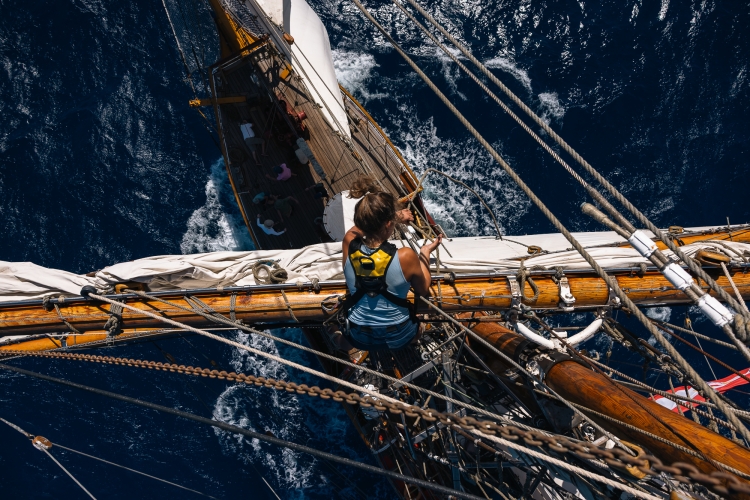 Bark EUROPA sailing from Tahiti by Fraser Edwards