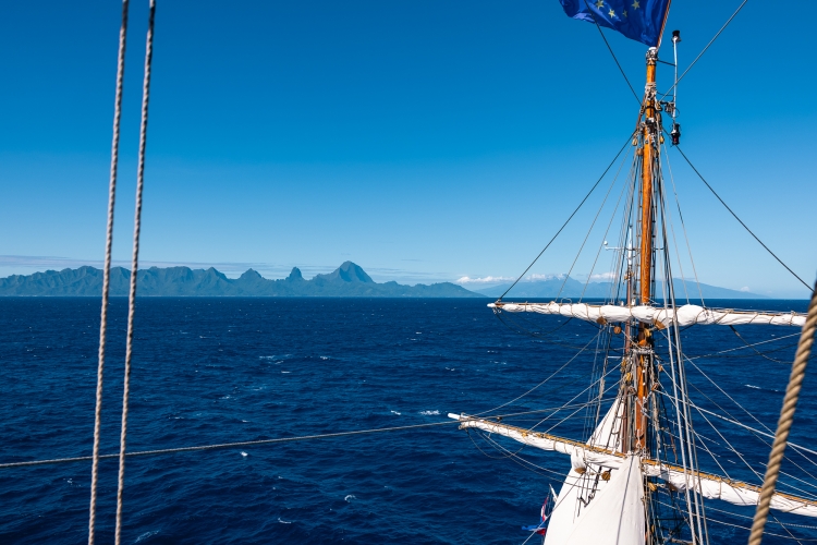 Bark EUROPA sailing from Tahiti by Fraser Edwards
