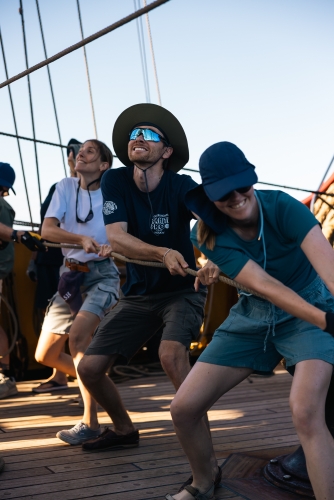 Bark EUROPA sailing from Tahiti by Fraser Edwards