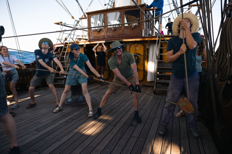 Bark EUROPA sailing from Tahiti by Fraser Edwards