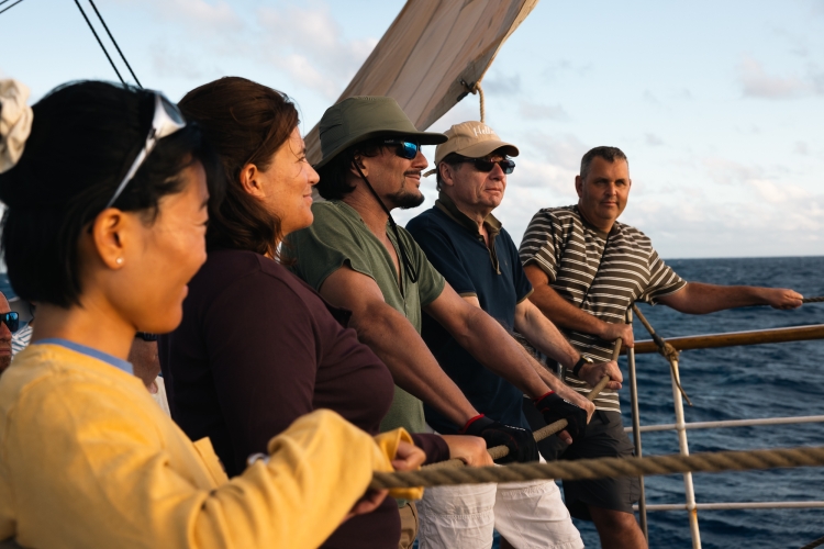 Bark EUROPA sailing from Tahiti by Fraser Edwards