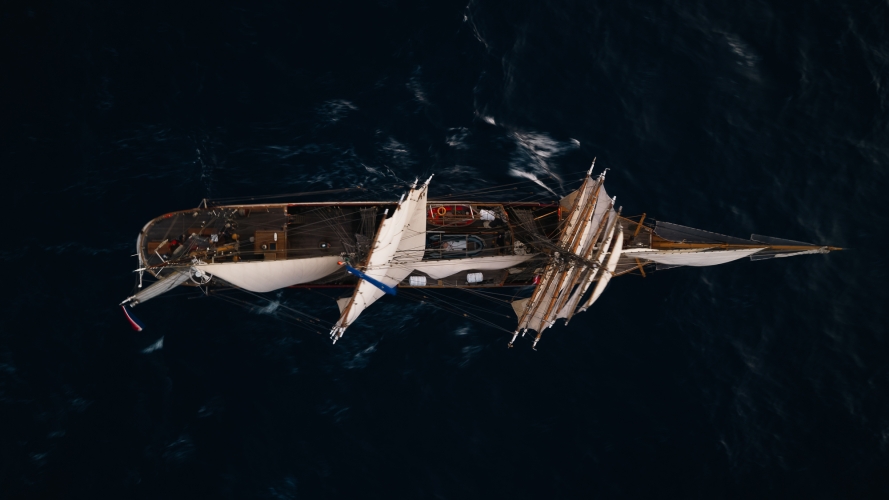 Bark EUROPA sailing from Tahiti by Fraser Edwards