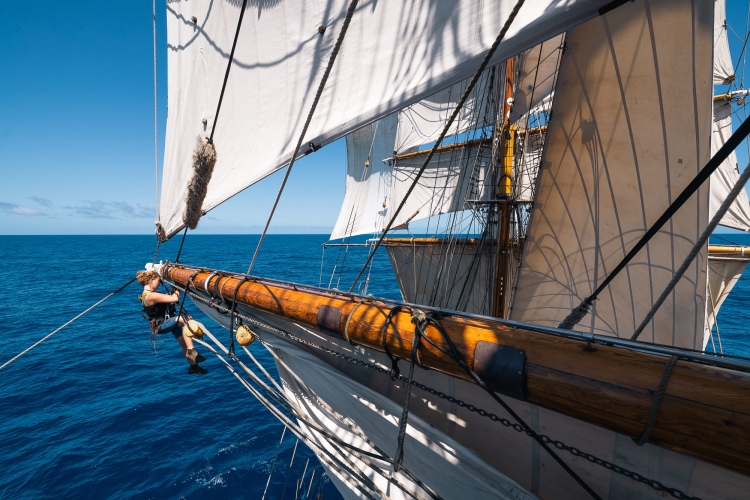 Bark EUROPA Sailing from Tahiti to the Cook Islands by Fraser Edwards