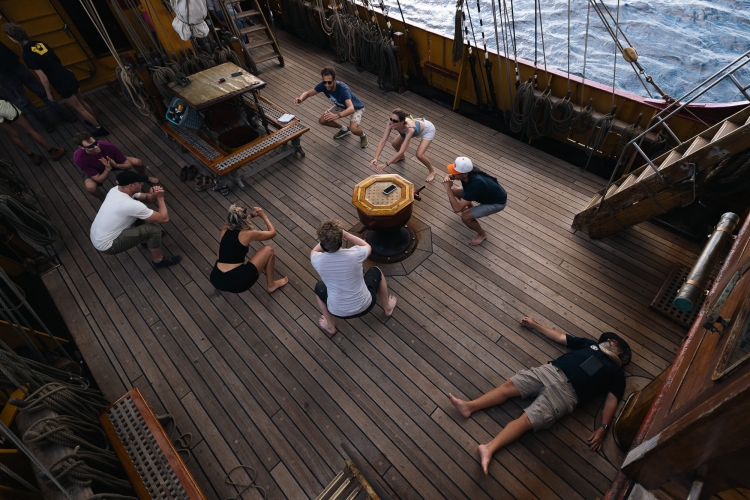 Bark EUROPA Sailing from Tahiti to the Cook Islands by Fraser Edwards
