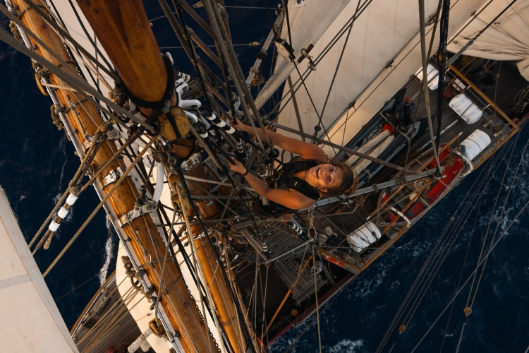 Bark EUROPA Sailing from Tahiti to the Cook Islands by Fraser Edwards