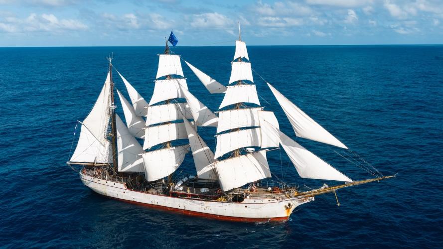 Bark EUROPA Sailing from Tahiti to the Cook Islands by Fraser Edwards