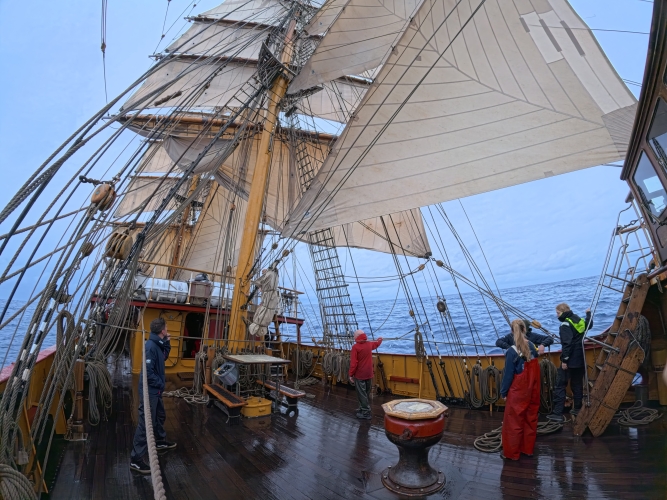 Bark EUROPA making good speed from Rarotonga to Tonga