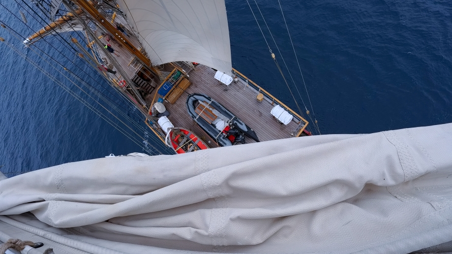 Heading out to sea again from Vava'u Tonga Bark EUROPA Johanne