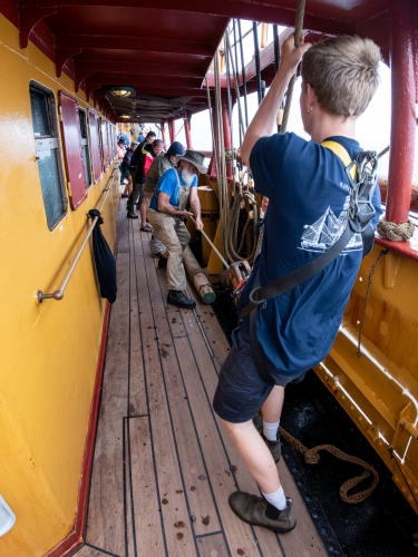 Heading out to sea again from Vava'u Tonga Bark EUROPA Johanne