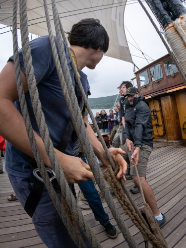 Heading out to sea again from Vava'u Tonga Bark EUROPA Johanne