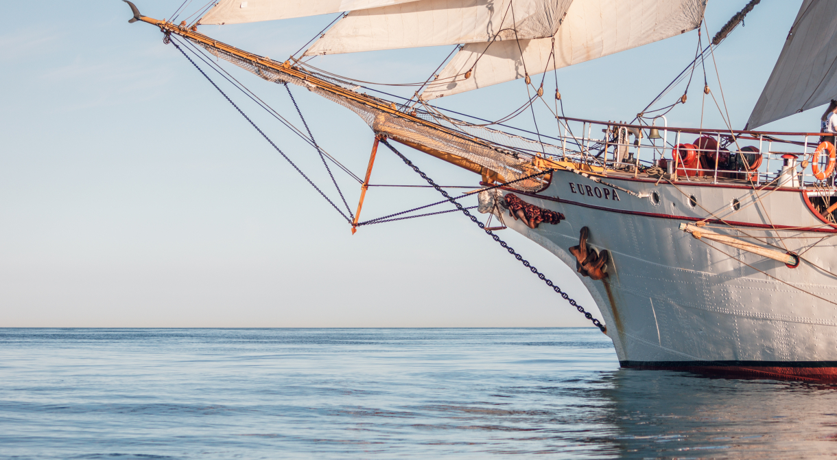Front of the tall ship Bark Europa