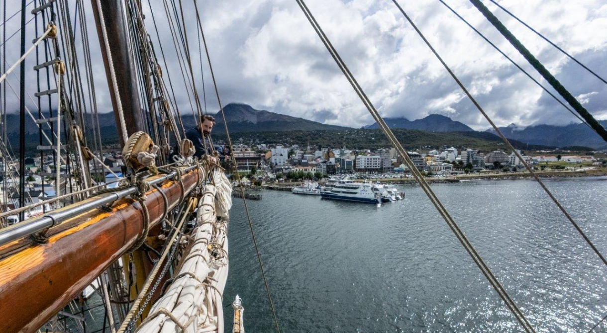 Bark EUROPA moored in the port of Ushuaia