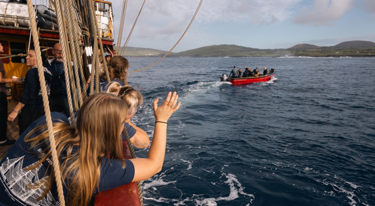 Bark EUROPA sailing from Easter Island Rapa Nui to Tahiti by Fraser Edward