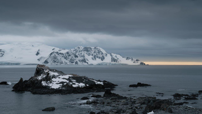 A view from Half Moon Island to Fort Point