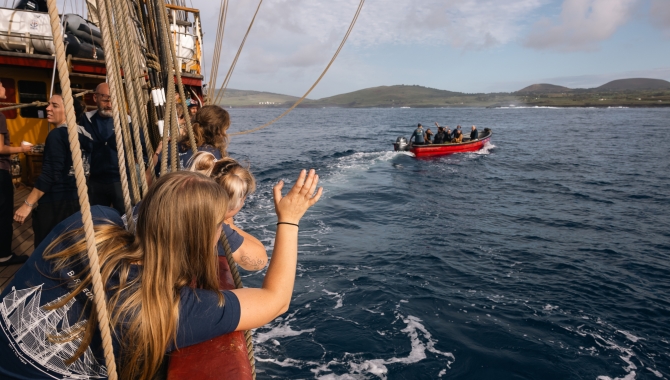 Bark EUROPA sailing from Easter Island Rapa Nui to Tahiti by Fraser Edward
