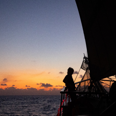 Sunset on board Bark EUROPA at the Atlantic