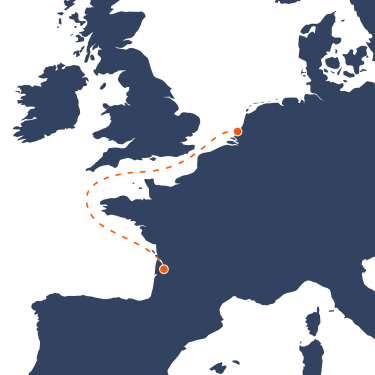 Map Route Scheveningen - Bordeaux