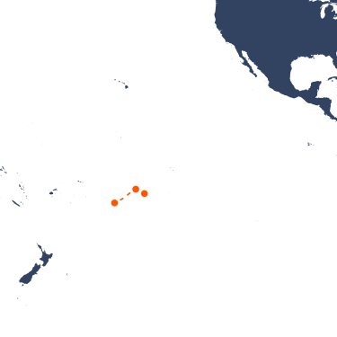Map Route Tahiti - Rarotonga (Cook Islands)