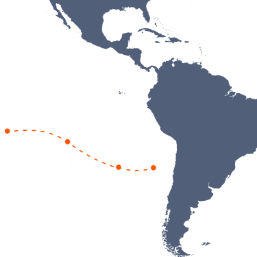 Map Route Easter island – Tahiti