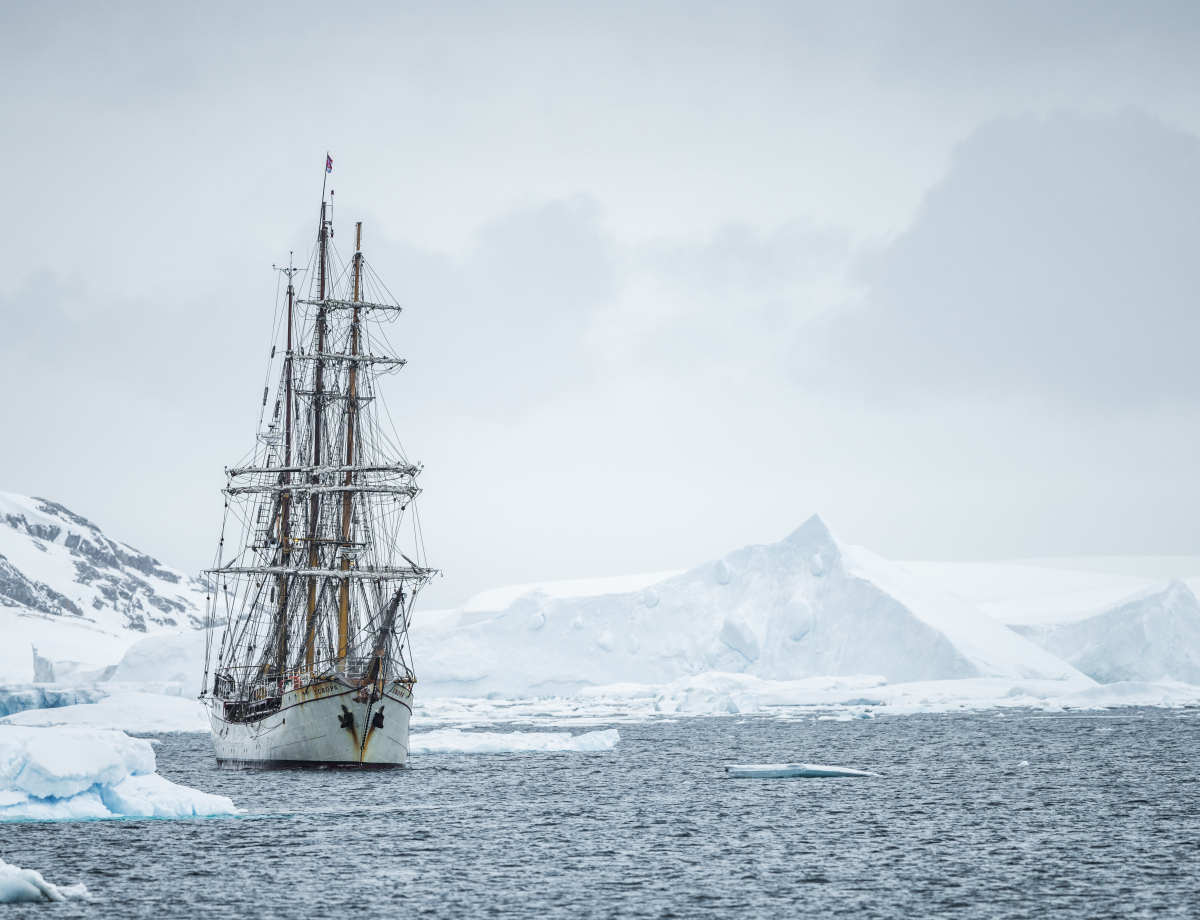 Bark EUROPA in Antarctica by Benjamin Hardman.jpg